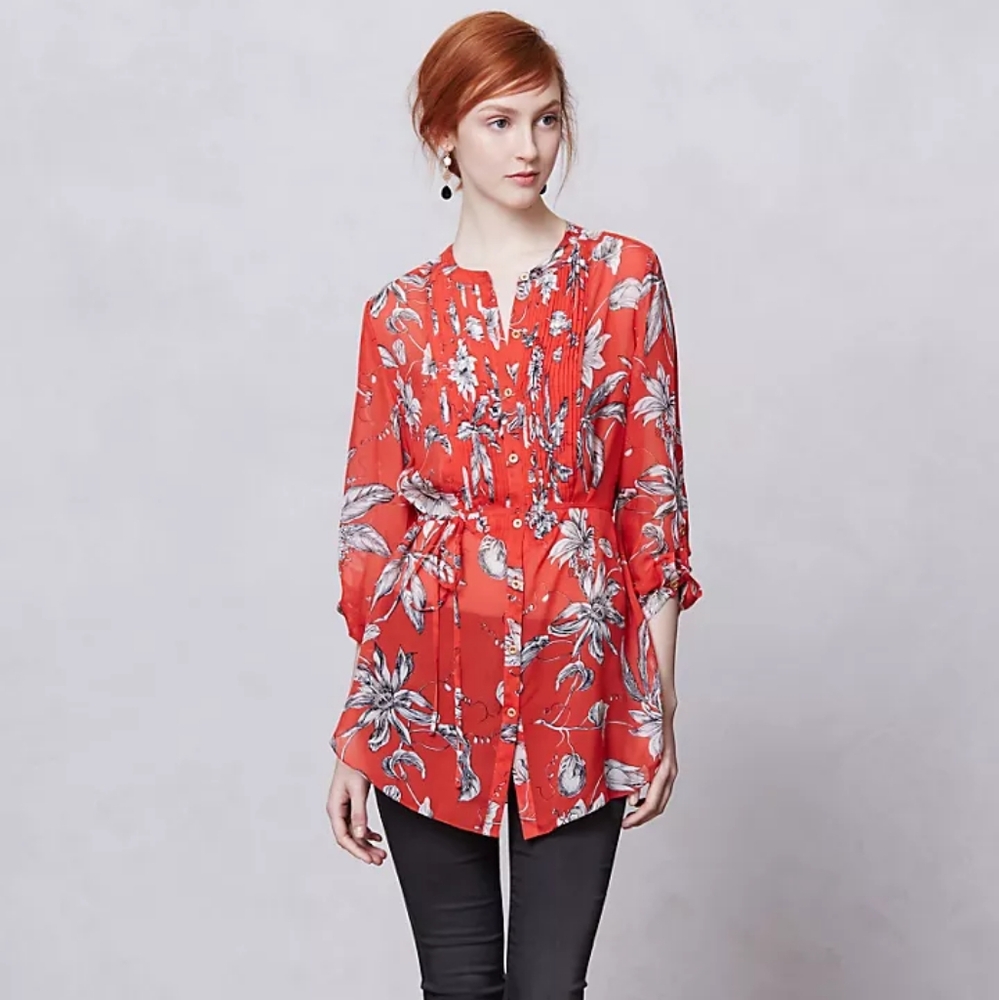 Anthro Silk Belted Cattleya Tunic (Leifsdottir)